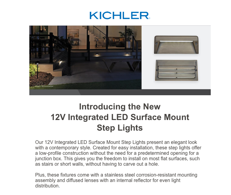 Estrin Zirkman Surface mount LED Step Lights KICHLER 